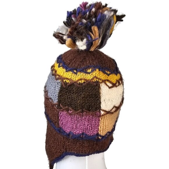 Lakhays Collection Hand Knit Wool Beanie Earflap Fleece Lined Nepalese OS NWT - Picture 5 of 8